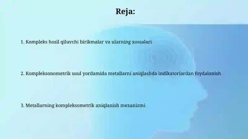 Kompleksonometriya indiyokotorlar metallarning komplekson usuli bilan aniqlash 2