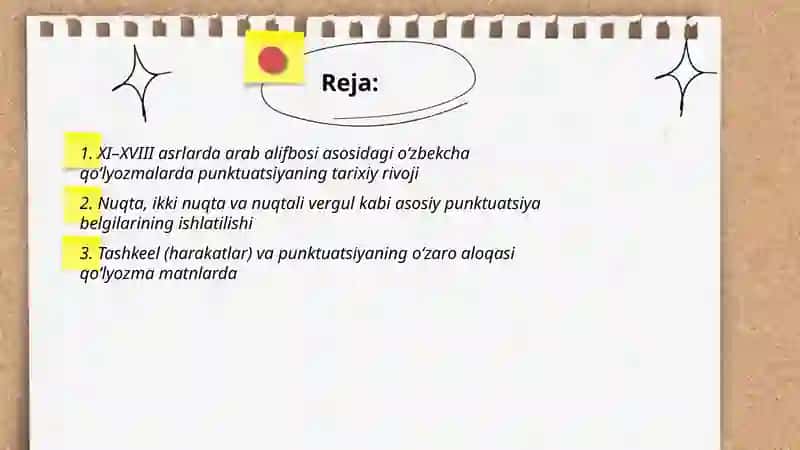 XI-XVIII asr arab alifbosi asosidagi o'zbekcha qo'lyozma matnlarda punktuatsiya 2