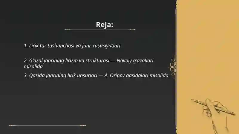Lirik tur va uning janr xususiyatlari 2