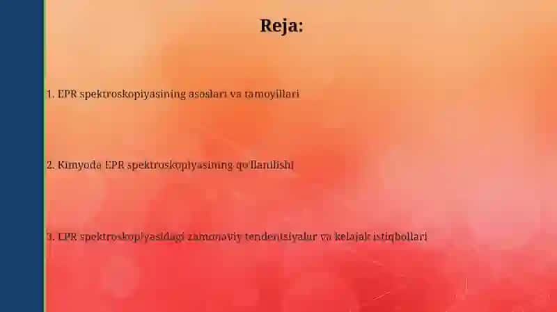 EPR spektroskopiyaning kimyoda qoʻlanilishi 2