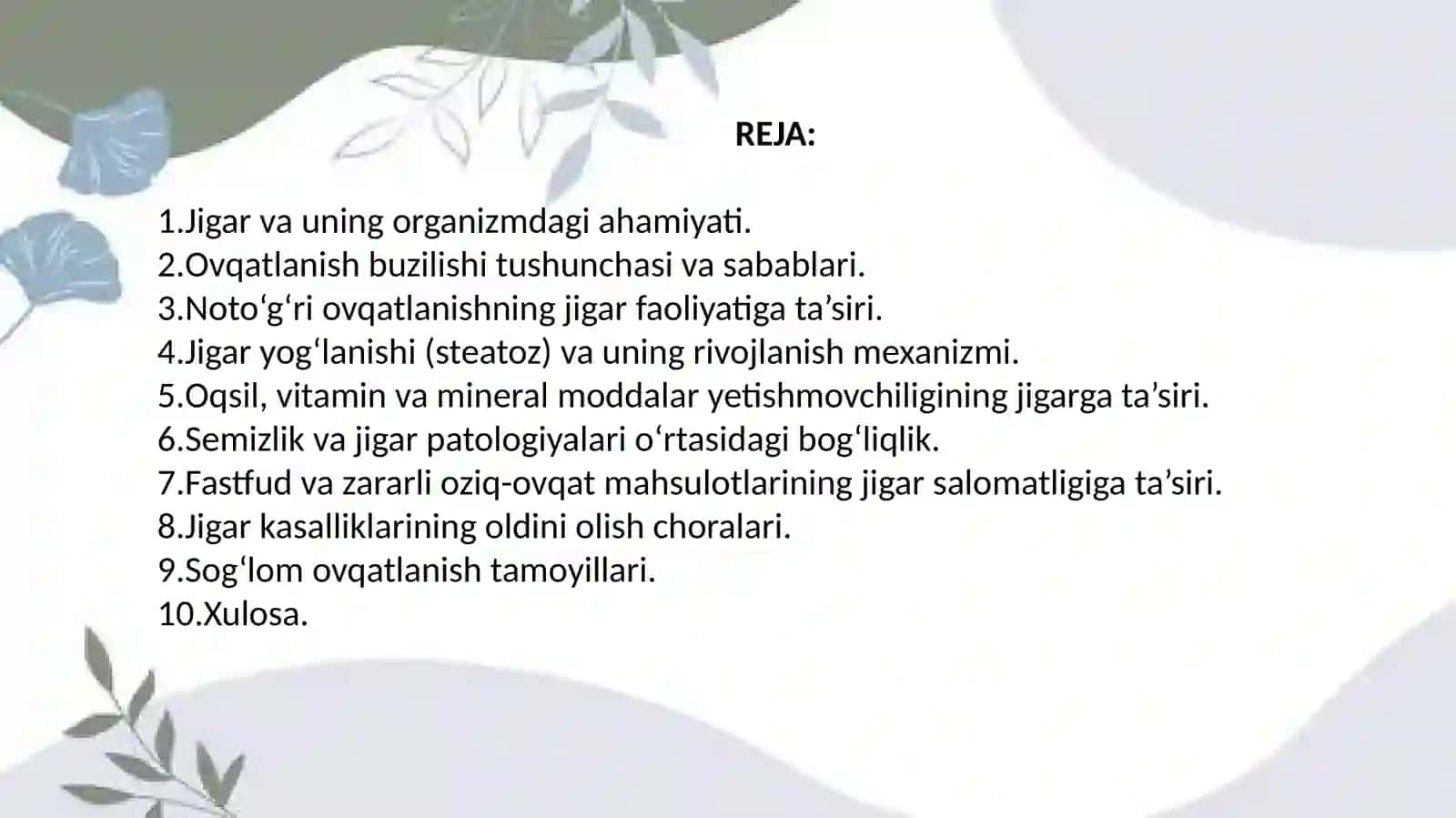 OVQATLANISHNING BUZILISHI – JIGAR PATOLOGIYASINING SABABI 2