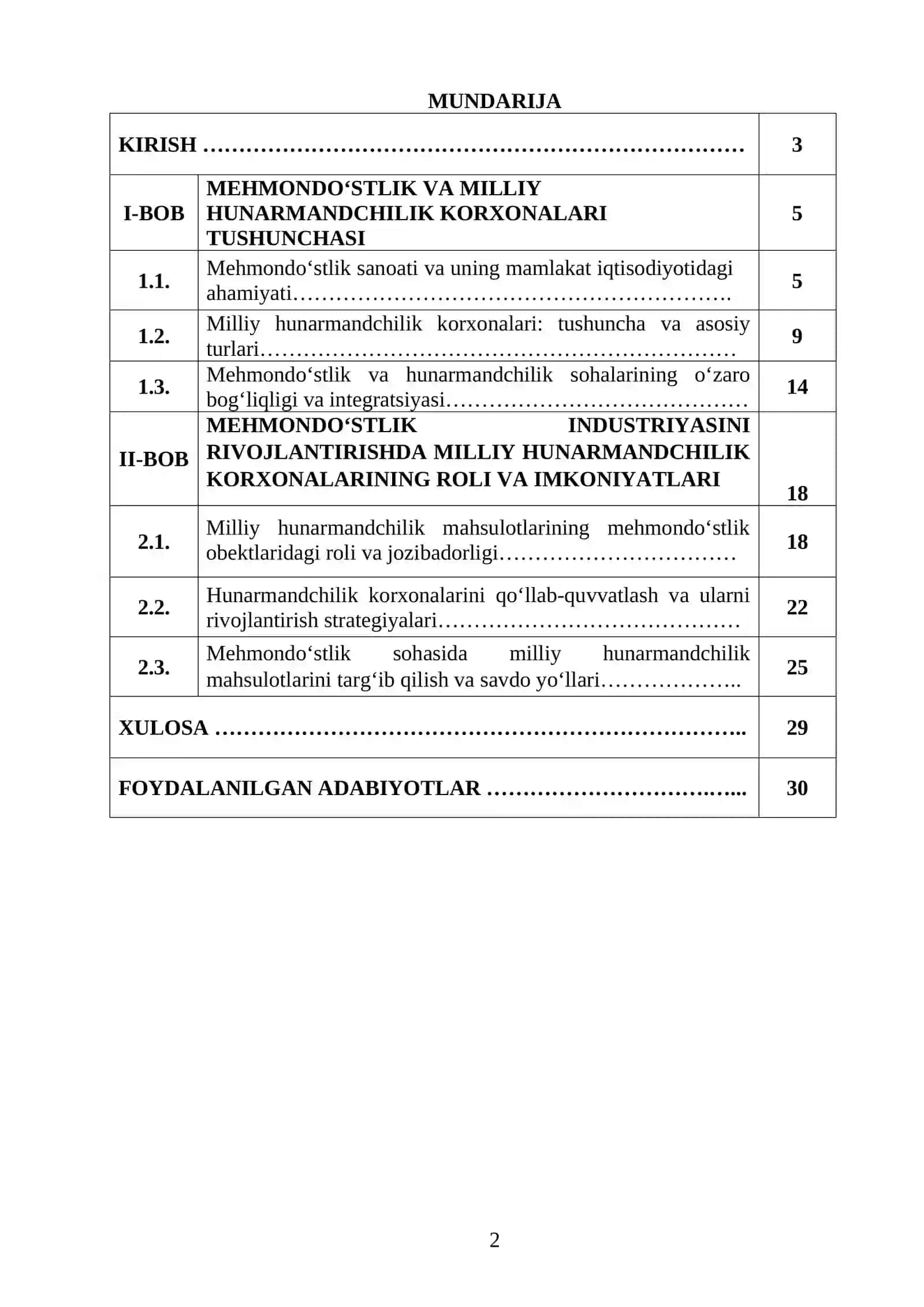 MEHMONDOʻSTLIK INDUSTRIYASINI RIVOJLANTIRISHDA MILLIY HUNARMANDCHILIK KORXONALARNING OʻRNI⁸ 2