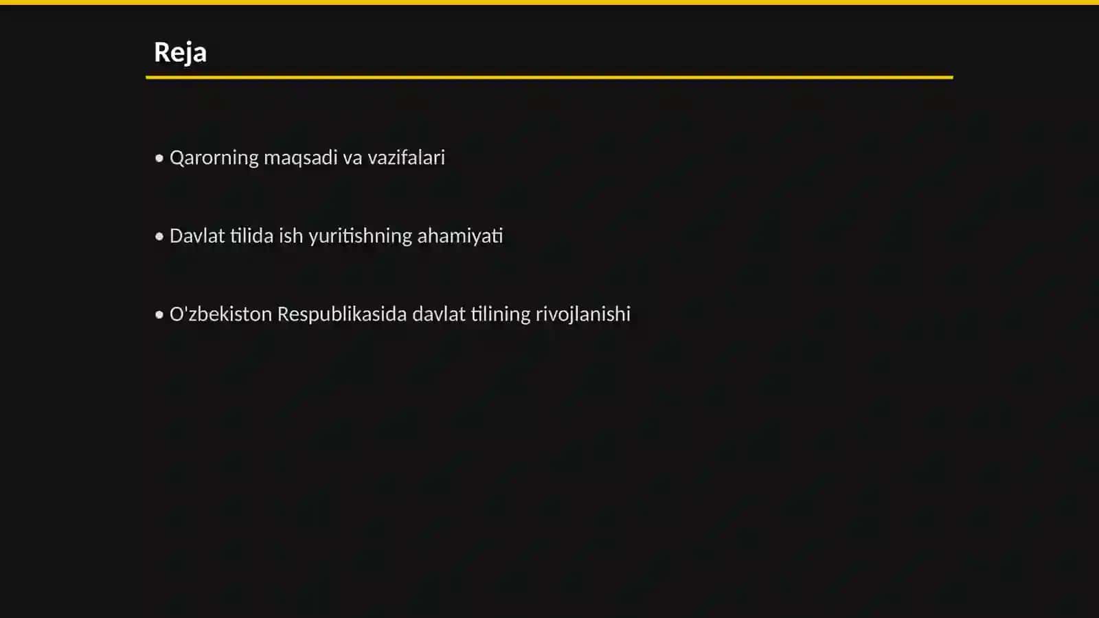 O'zbekiston Respublikasi Vazirlar mahkamasining " Mamlakatimizda davlat tilida ish yuritishni samarali tashkil qilish chora-tadbirlari to'g'risida" gi qarori 2