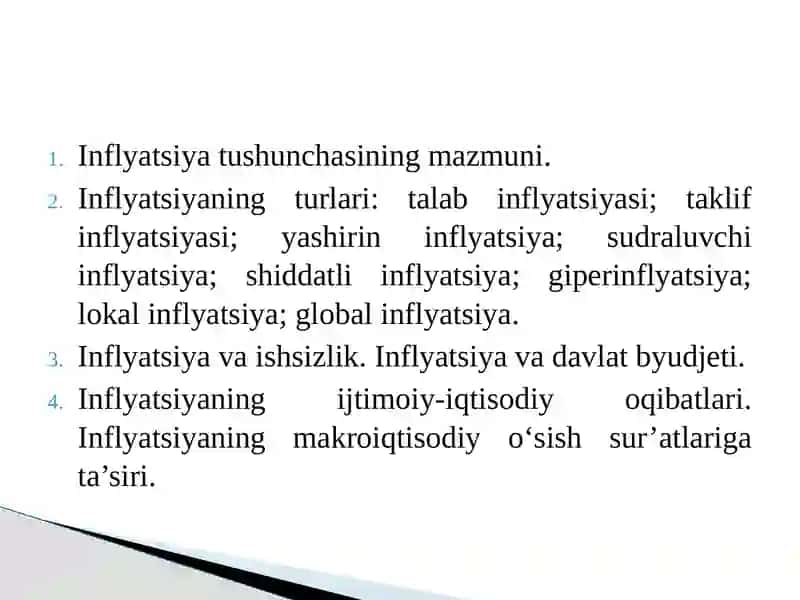 Inflyatsiya va unga qarshi kurashish yo‘llari 2