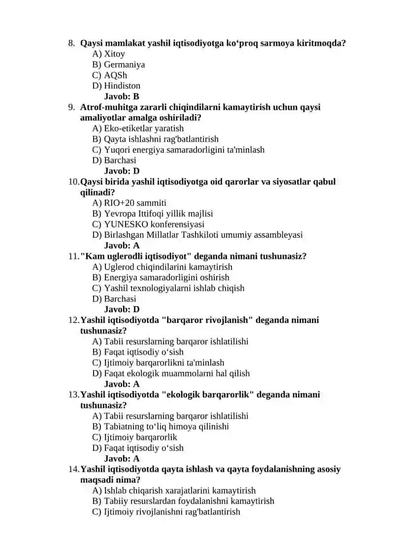 Yashil iqtisodiyot 2