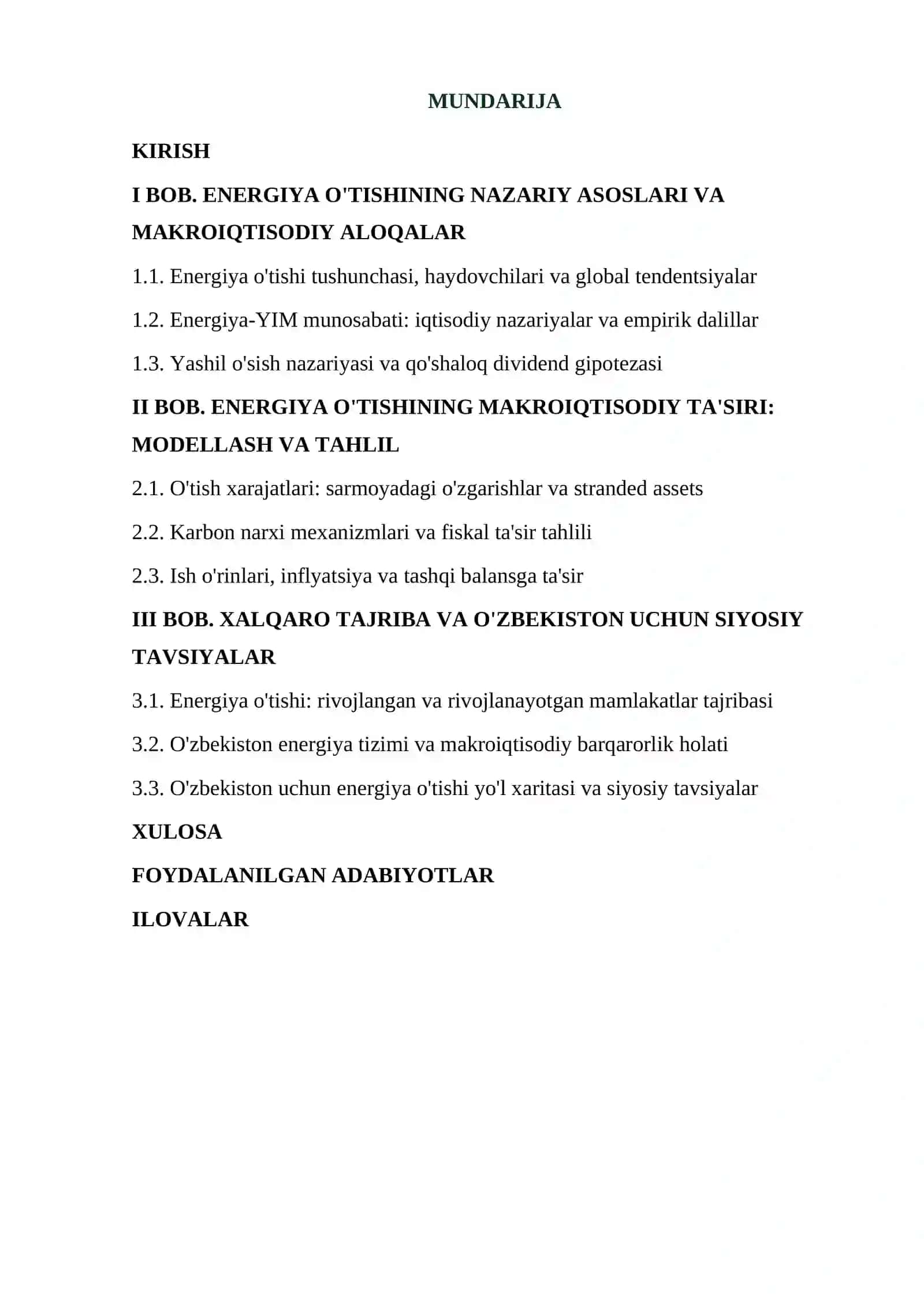 ENERGIYA O'TISH JARAYONI VA MAKROIQTISODIY BARQARORLIK 2