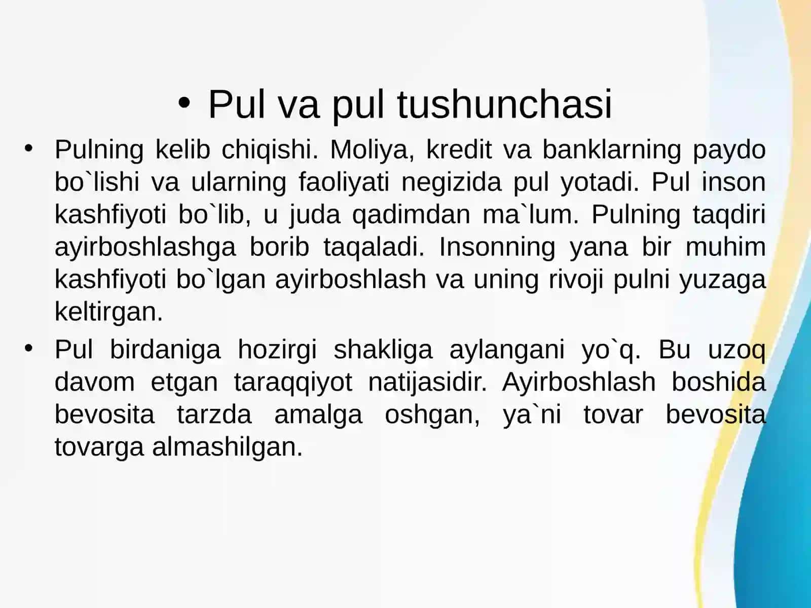 Pul va Pul Tushunchasi 2