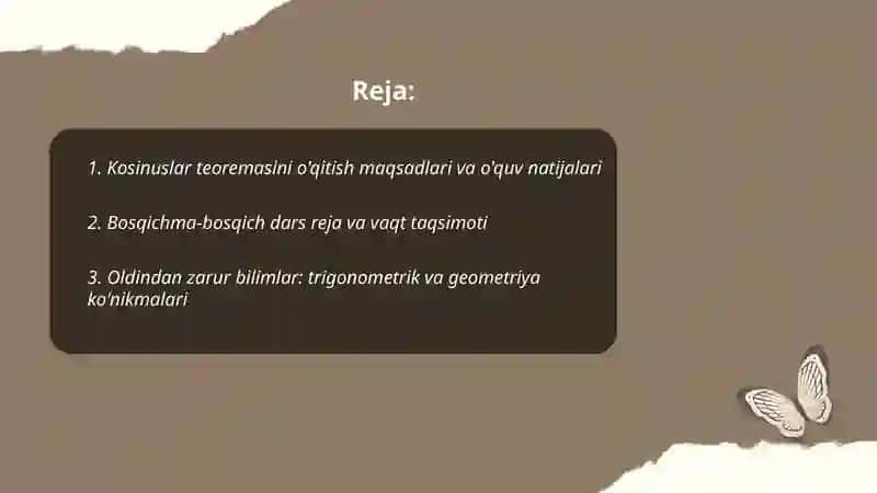 Kosinuslar teoremasi o'qitish metodikasi 2