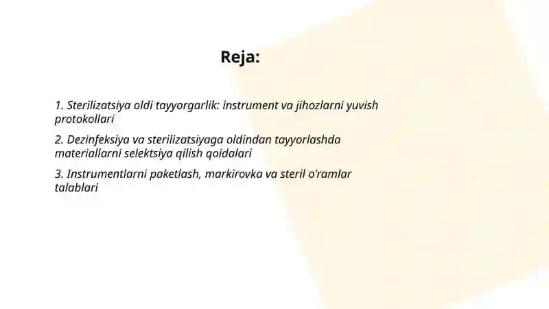 Sterilizatsiya oldi tayyorgarligi va sterilizatsiya sifatini aniqlash usullari 2