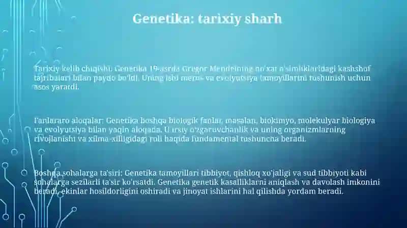 Genetika Fanini Tarixi Va Boshqa Fanlar Bilan Õzaro Aloqasi 2
