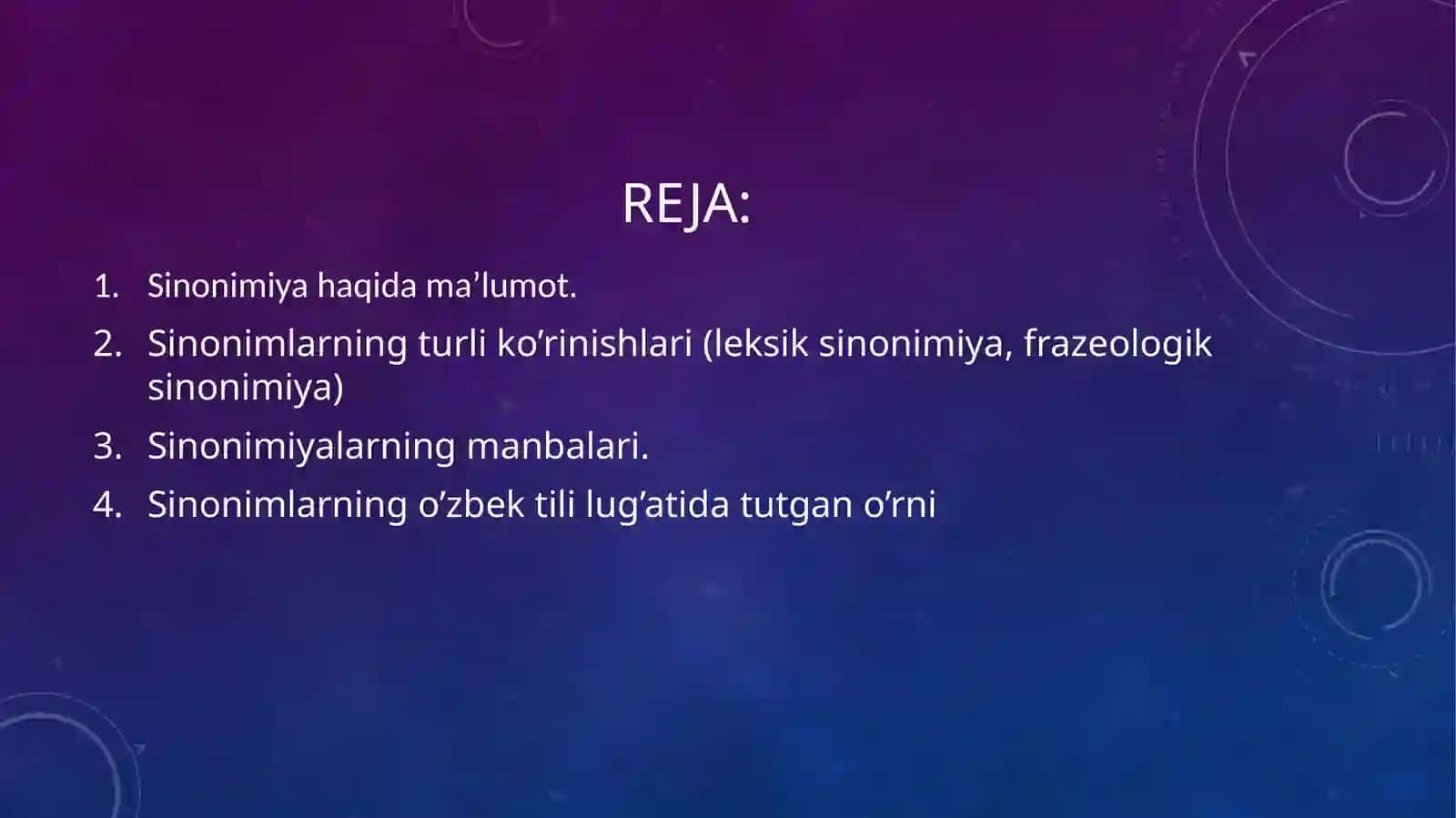 Leksik sinonimiya bo’yicha mashqlar ustida ishlash 2