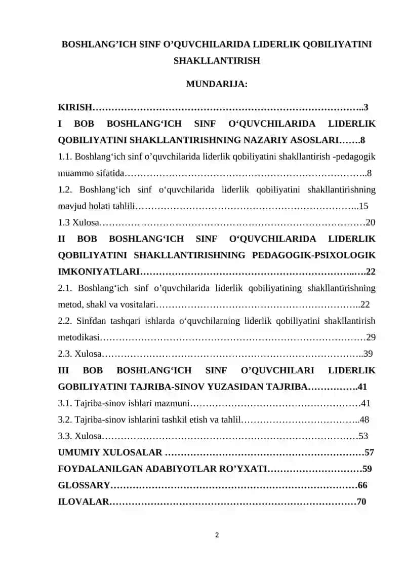 BОSHLАNGʼIСH SINF ОʼQUVСHILАRIDА LIDЕRLIK QОBILIYАTINI SHАKLLАNTIRISH 2