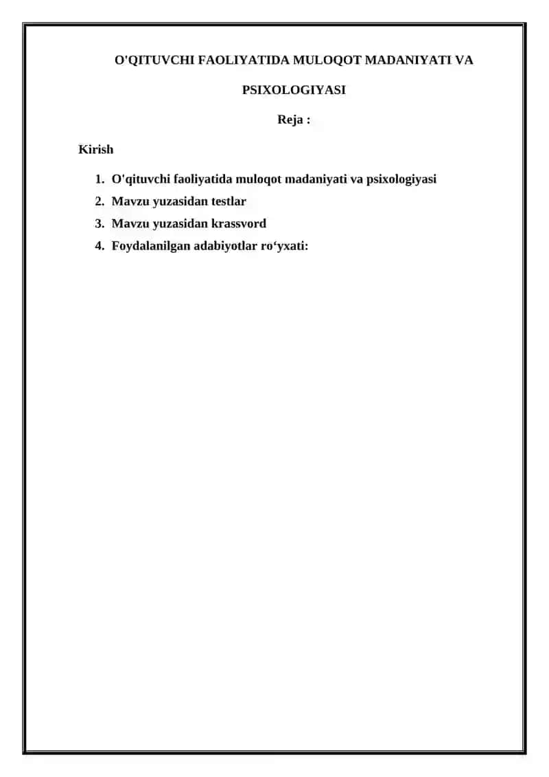 O'QITUVCHI FAOLIYATIDA MULOQOT MADANIYATI VA PSIXOLOGIYASI 2