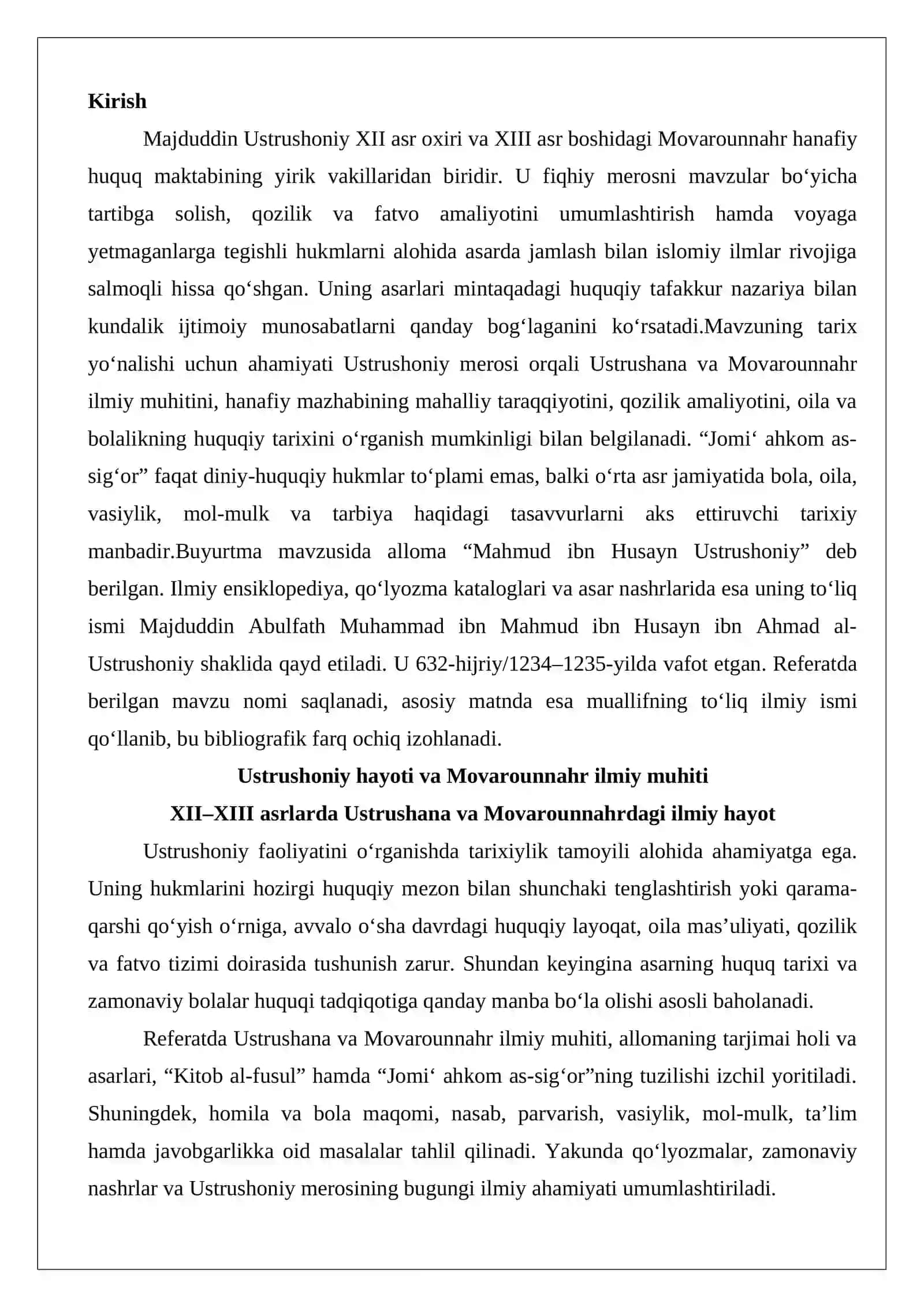 Islomiy ilmlar rivojida Mahmud ibn Husayn Ustrushoniy (XII–XIII asr)ning o‘rni. 2