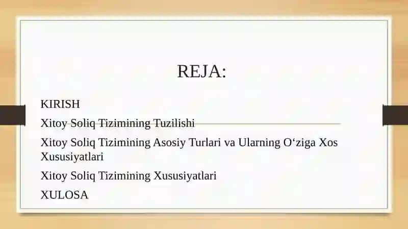 XITOY XR SOLIQ TIZIMI VA O’ZIGA XOS XUSUSIYATLARI 2