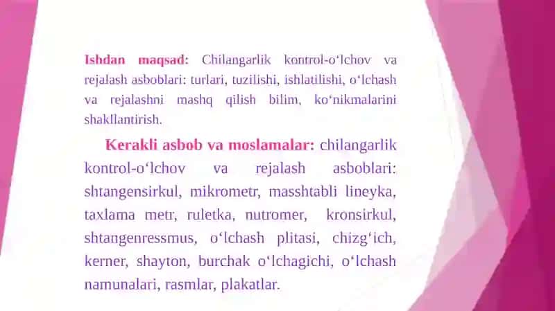 Chilangarlik kontrol-o‘lchov va rejalash asboblari 2