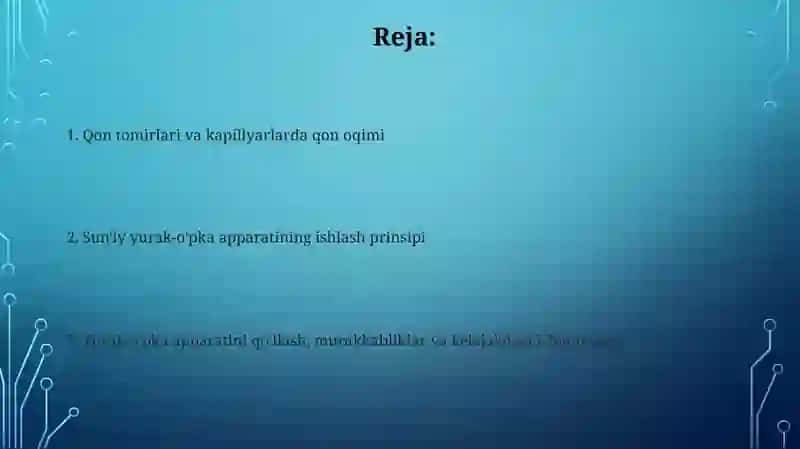 Qonning tomirlarda va kapillyarlarda oqishi. Sun’iy qon aylanish apparatining ishlash prinsipi 2