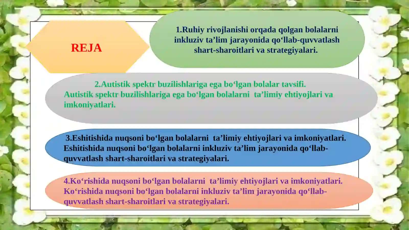 Autistik spektr buzilishiga ega bolalar uchun inkluziv ta’lim strategiyalari va ularni amalga oshirish shart-sharoitlari 2