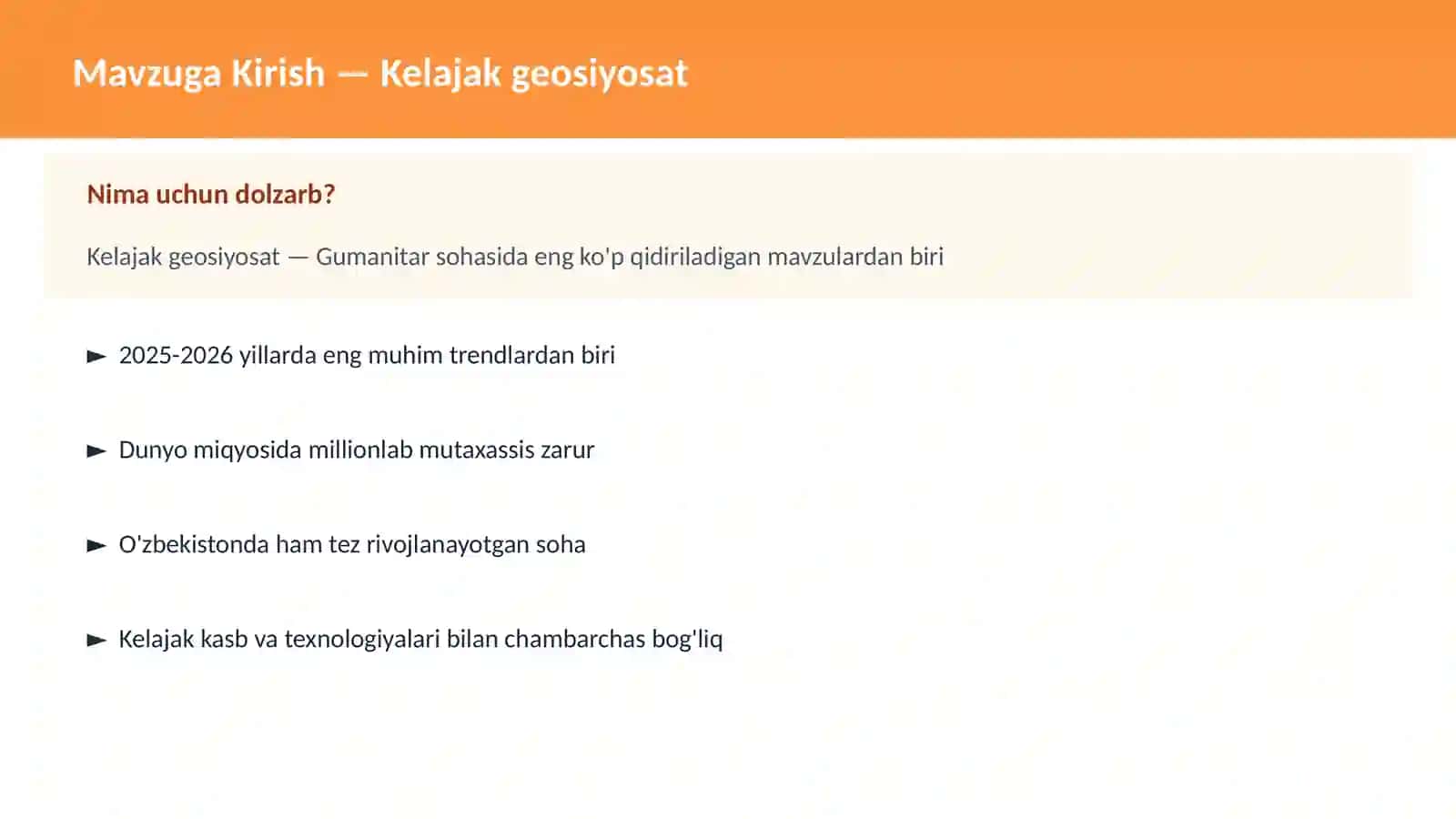 Kelajak geosiyosat 2