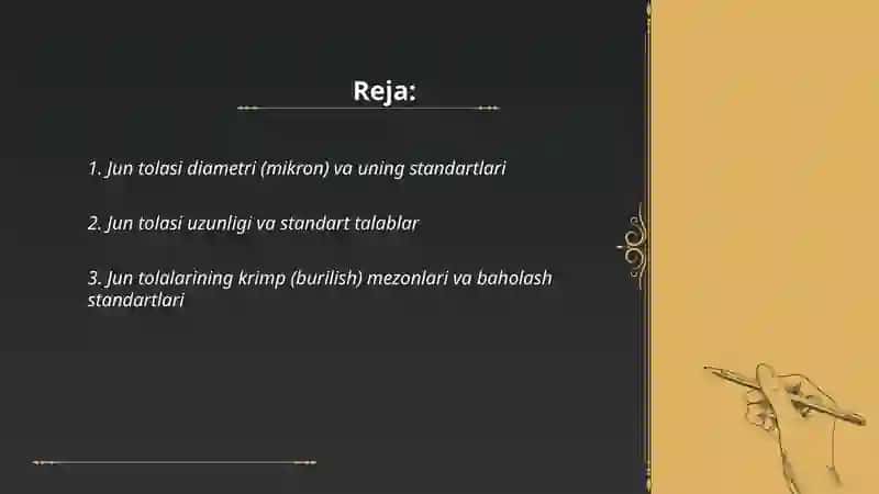 Jun tolasining sifatini belgilovchi standartlar 2