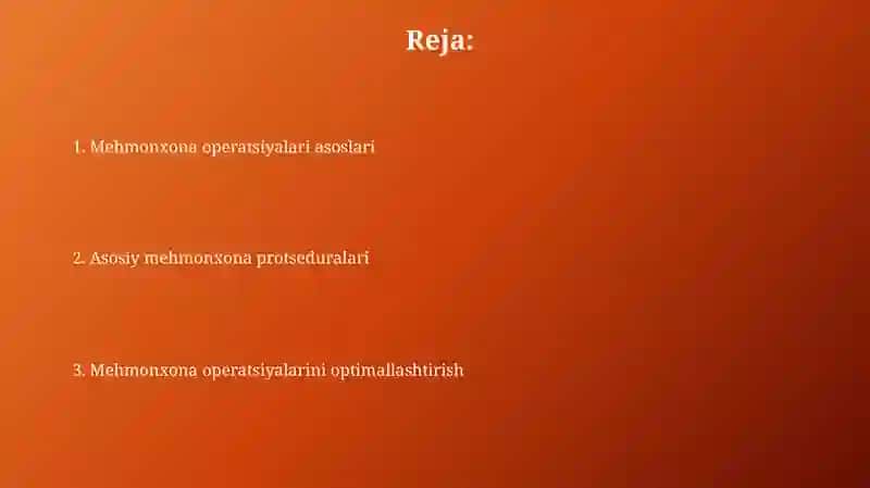 Mehmonxona operatsiyalari 2