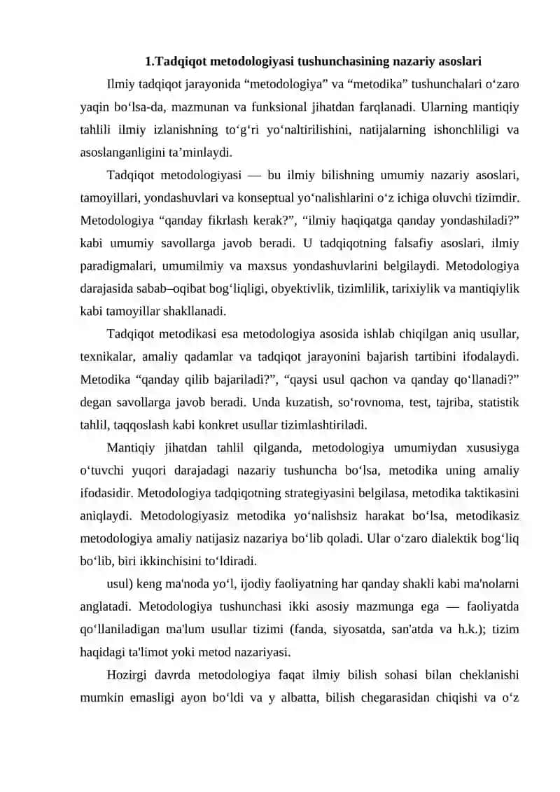 TADQIQOT METODOLOGIYASI VA METODIKA TUSHUNCHALARINING MANTIQIY TAHLILI 2