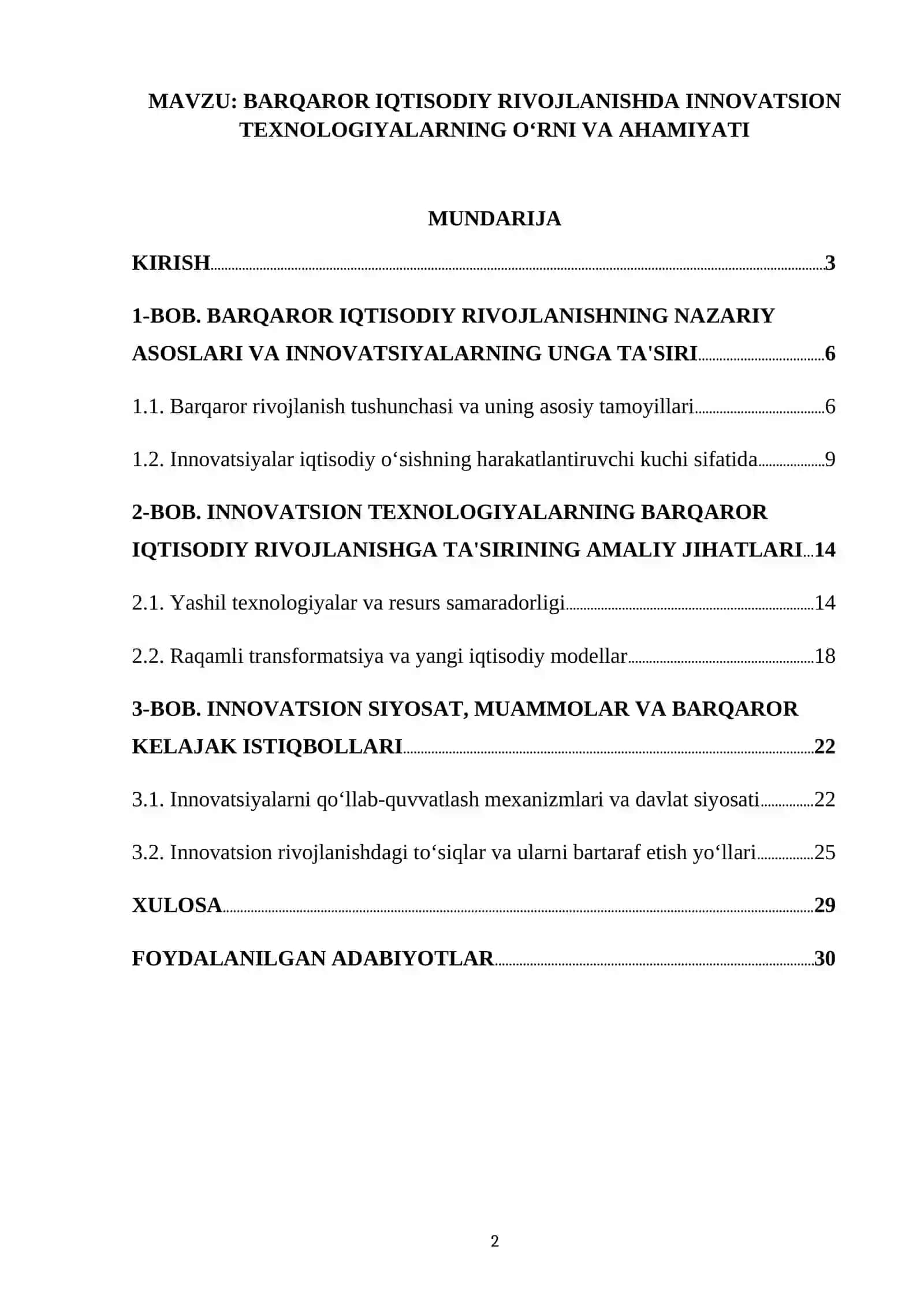 BARQAROR IQTISODIY RIVOJLANISHDA INNOVATSION TEXNOLOGIYALARNING O‘RNI VA AHAMIYATI 2