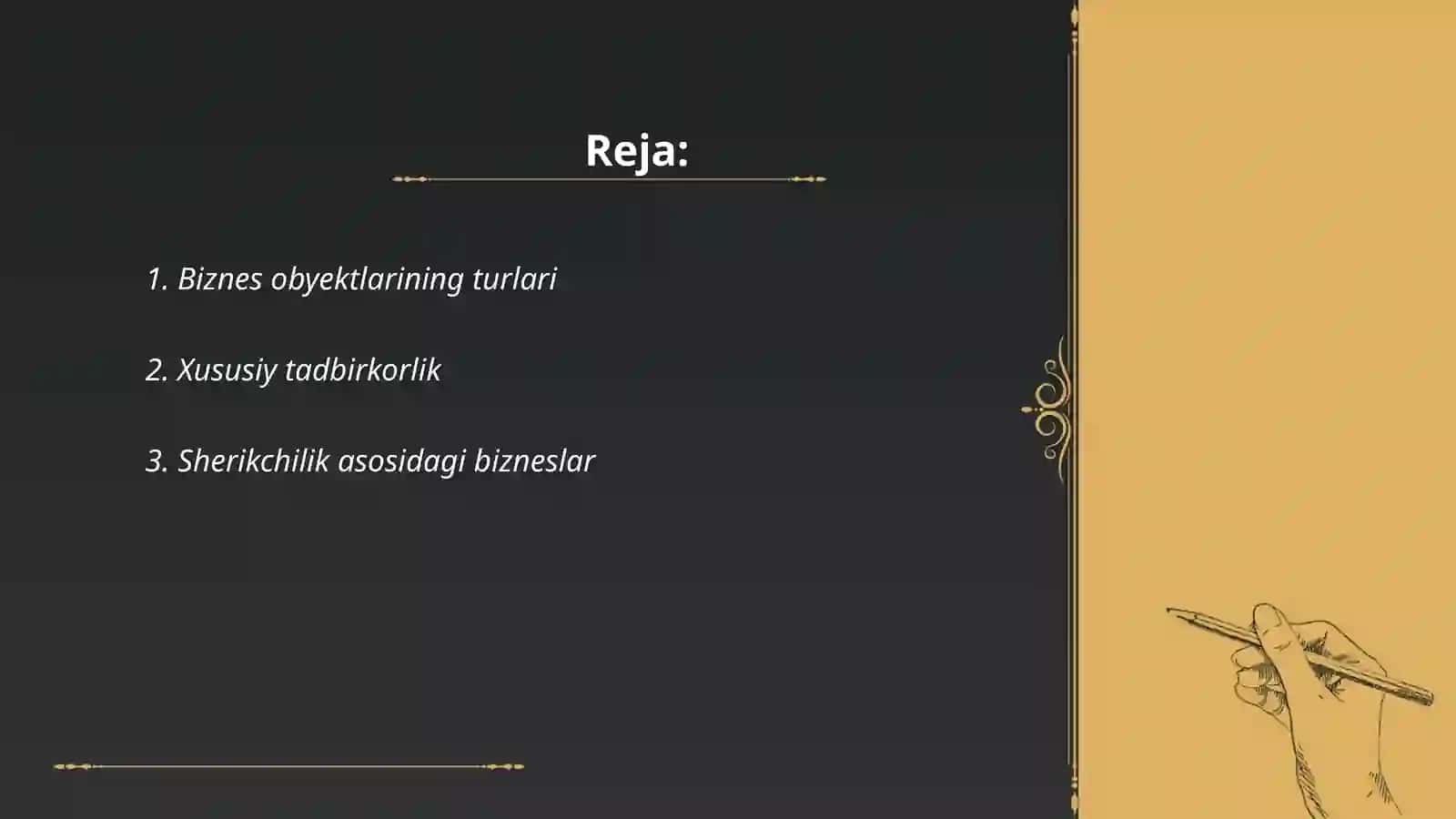 Biznes obyektlari, subyektlari va shakllari 2