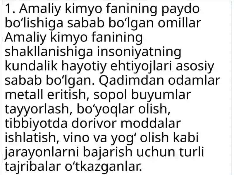 Amaliy kimyo fanining vujudga kelishi va rivoji 2