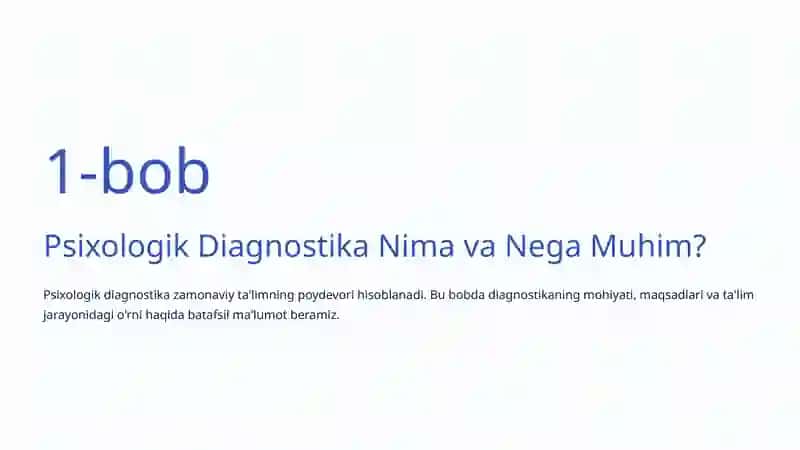 Psixologik Diagnostika: Nazariya va Amaliyot 2