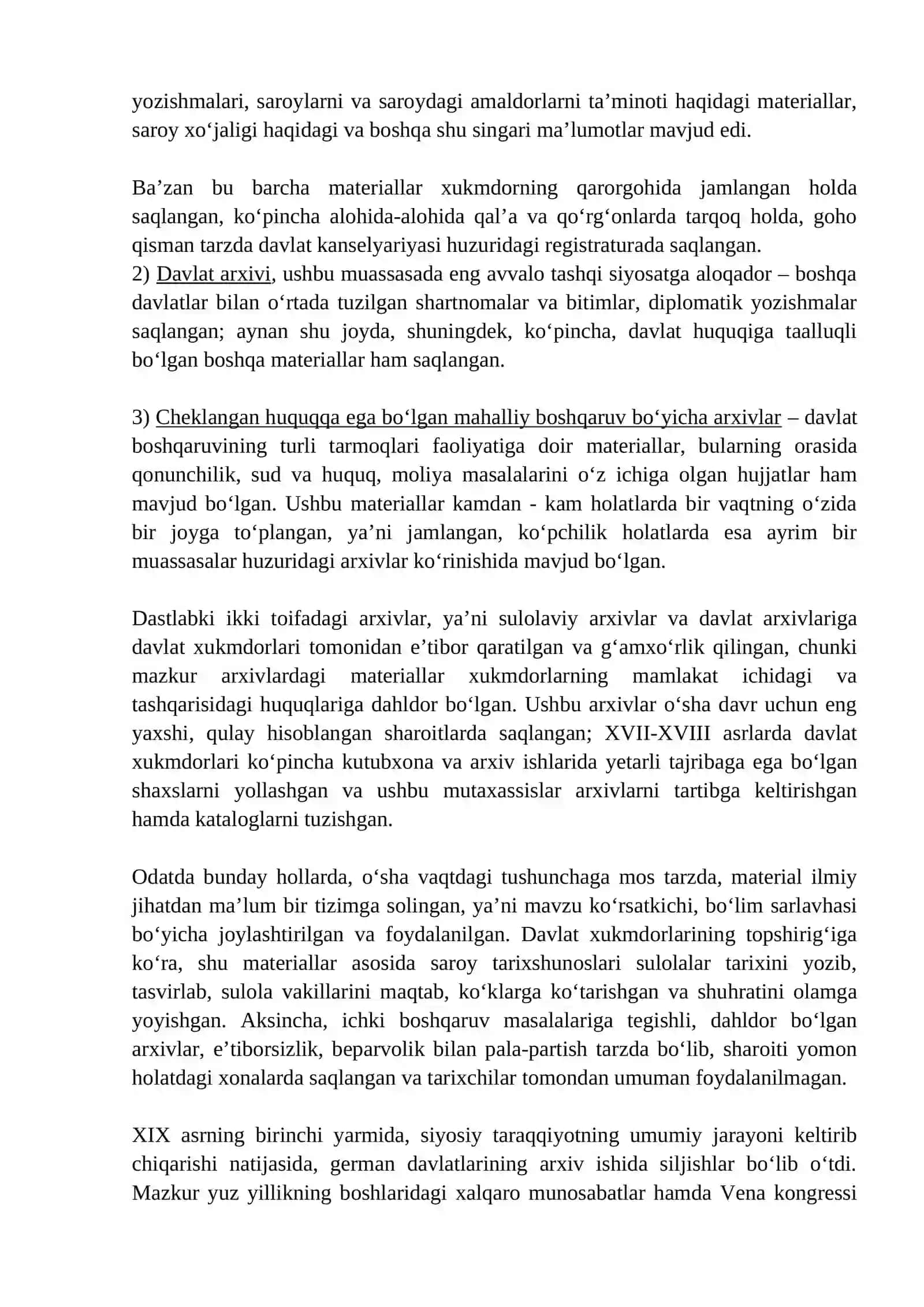 Yangi davrda Germaniyada arxiv ishi. Bavariya va Prussiya arxivlari 2
