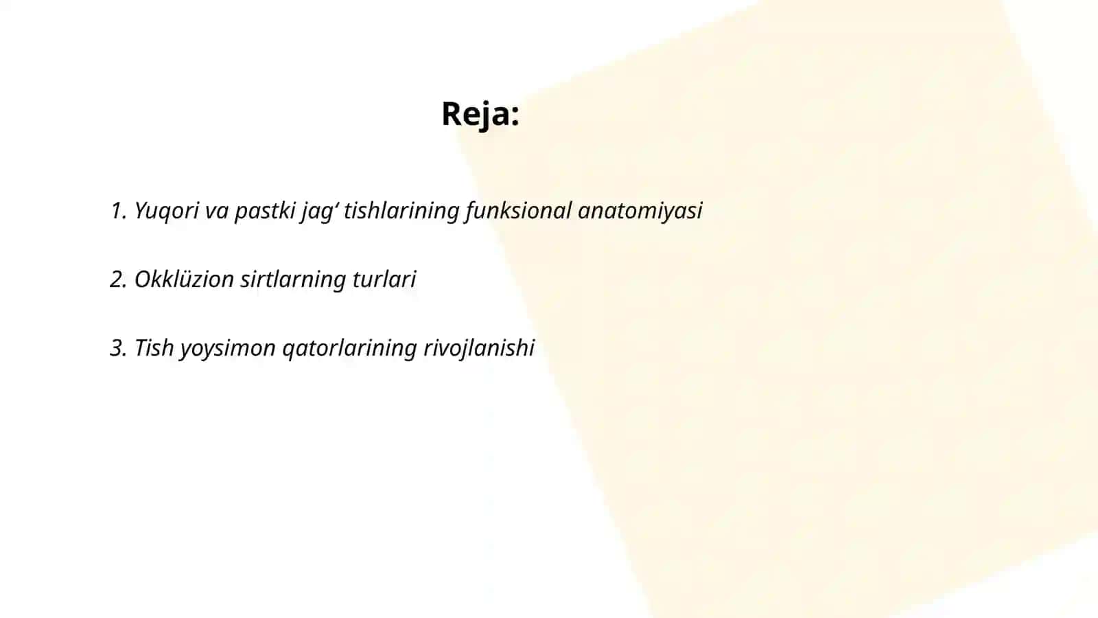 Yuqori va pastki jag‘ tishlarining funksional anatomiyasi 2