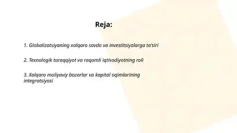 ZAMONAVIY XALQARO IQTISODIY MUNOSABATLARNI SHAKLLANTIRUVCHI ASOSIY OMILLAR 2