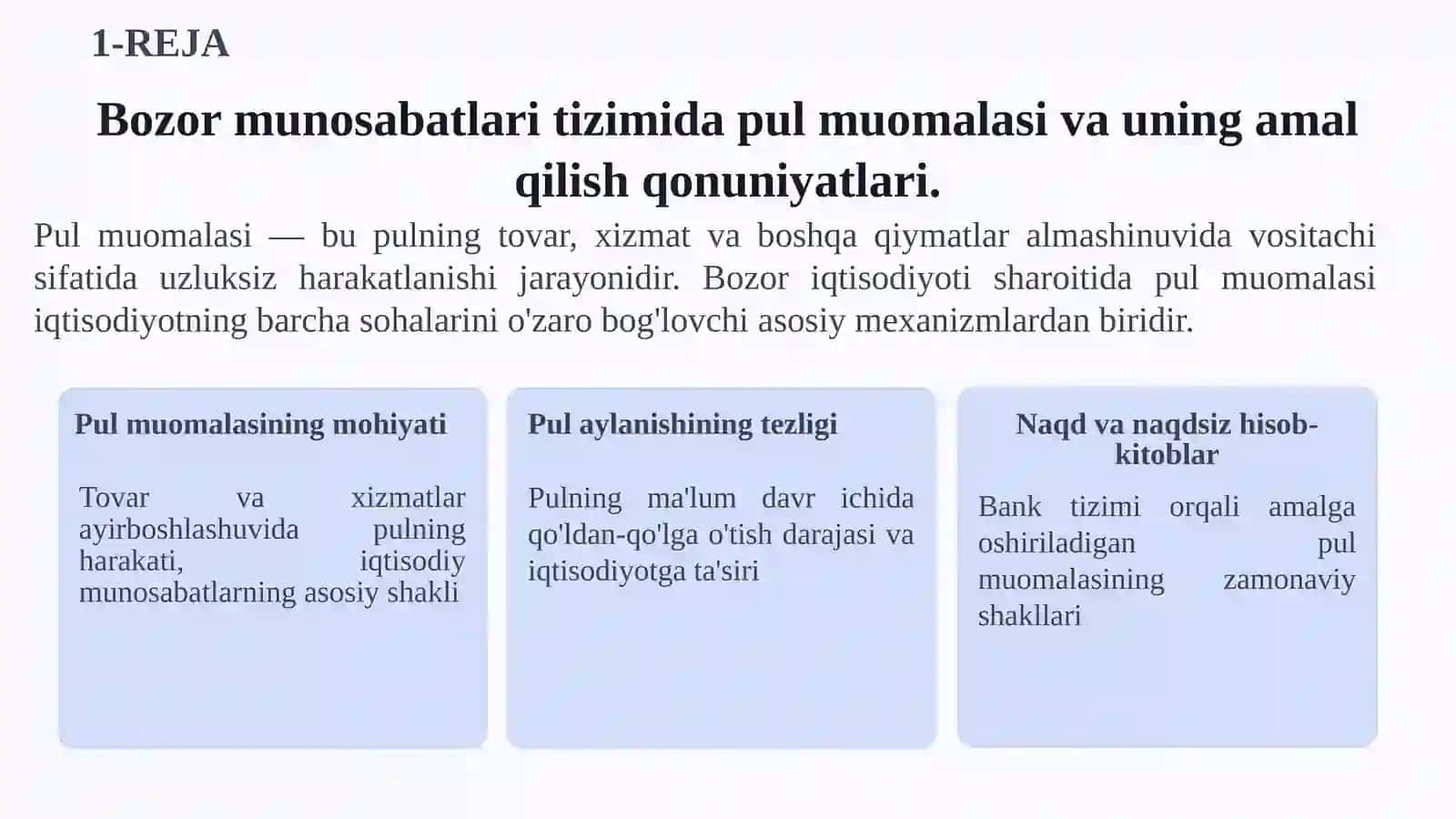 Pul muomalasi va bozor munosabatlari tizimi 2