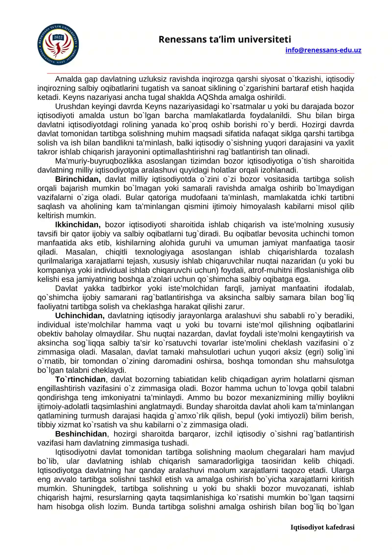 Iqtisodiyot nazariyasi fani 2
