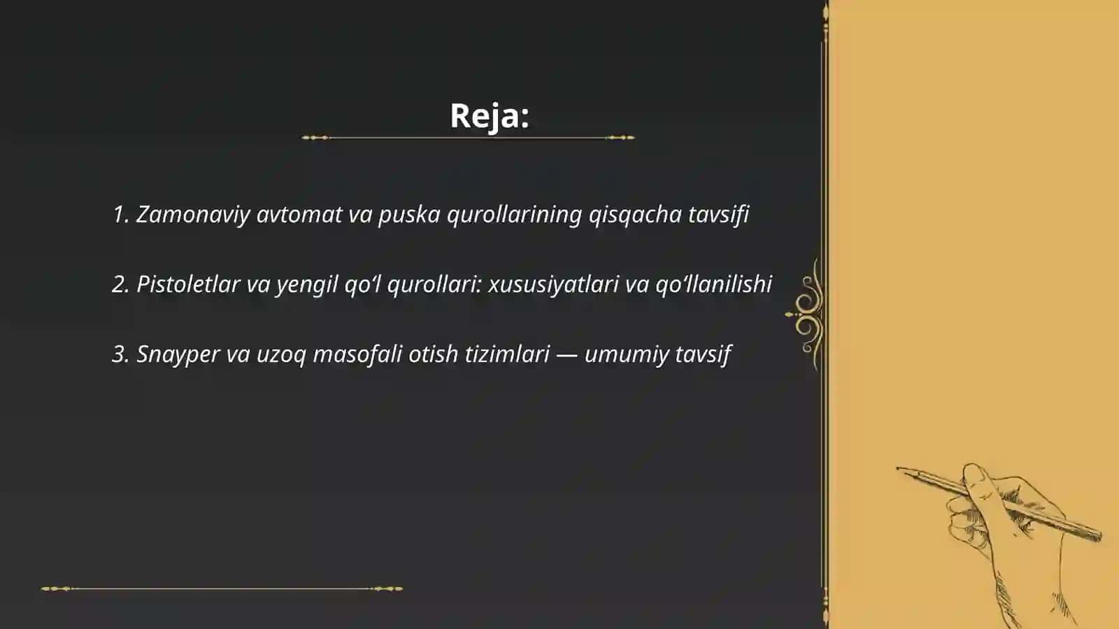 Zamonaviy sharoitlarda qo’llaniladigan jaroxatlovchi vositalarning qisqacha tavsifi 2