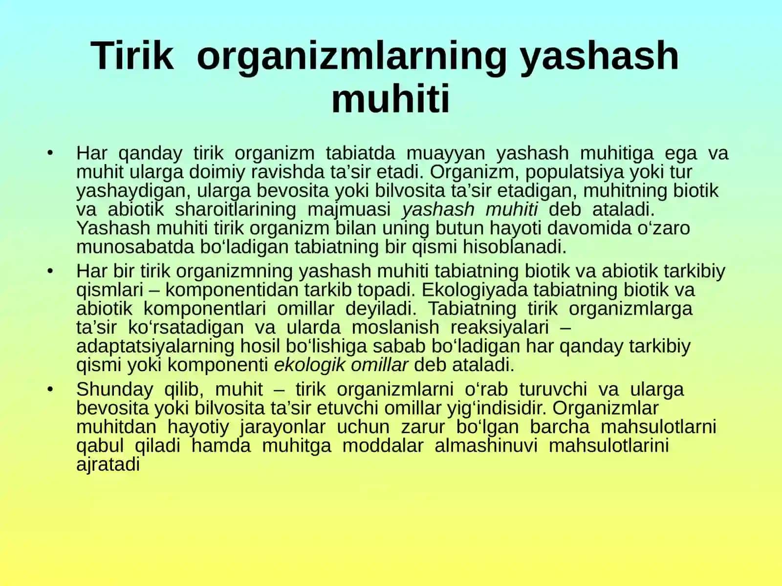 Muhitomillarlarning umumiy qonuniyatlari 2