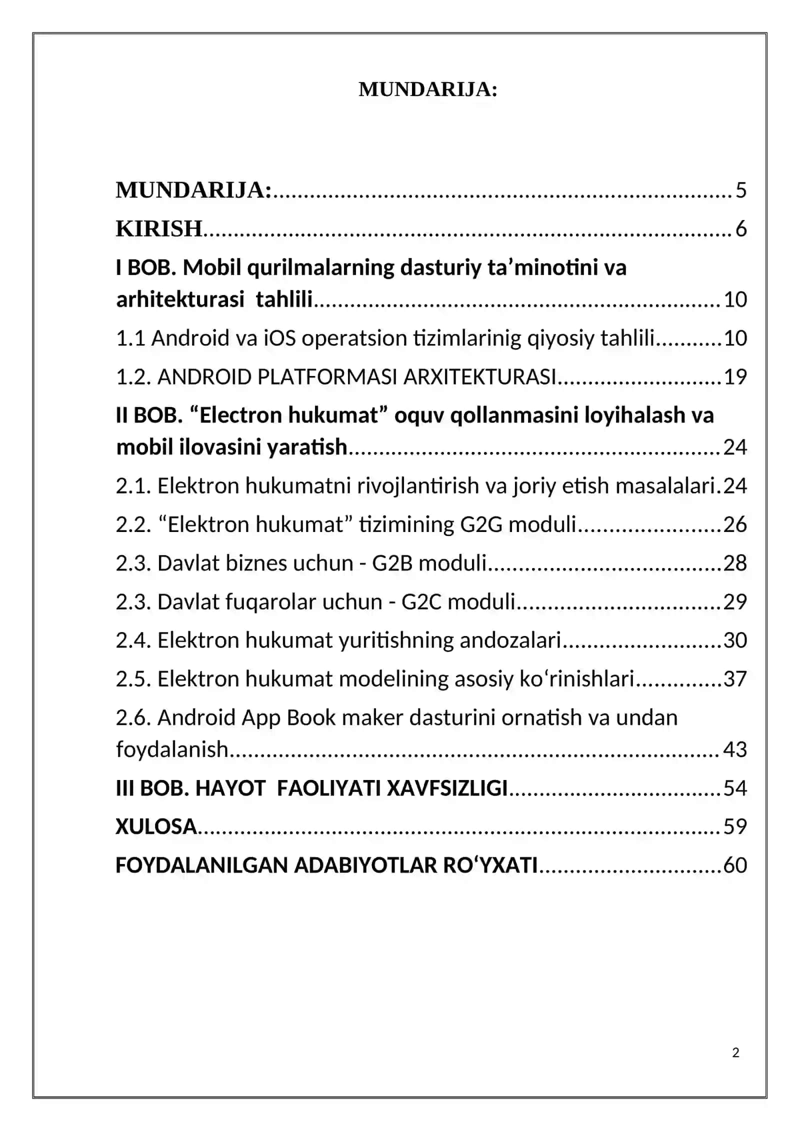 Elektron xukumat о’quv kursini mobil ilovasini yaratish 2