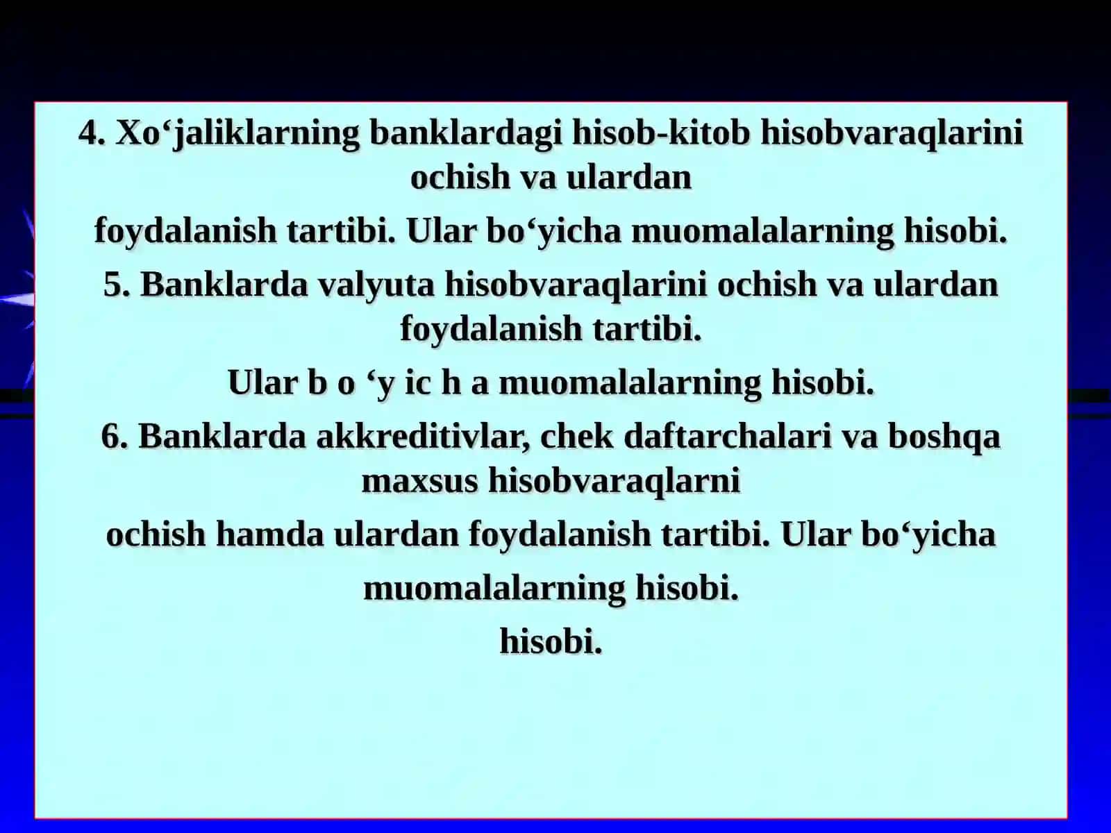 Pul mablag‘lari va hisob-kitoblar hisobi 2