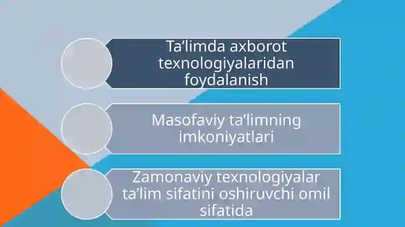 Axborot kommunikatsiya texnologiyalari va ularni ta’lim jarayonida qo’llanilishi 2