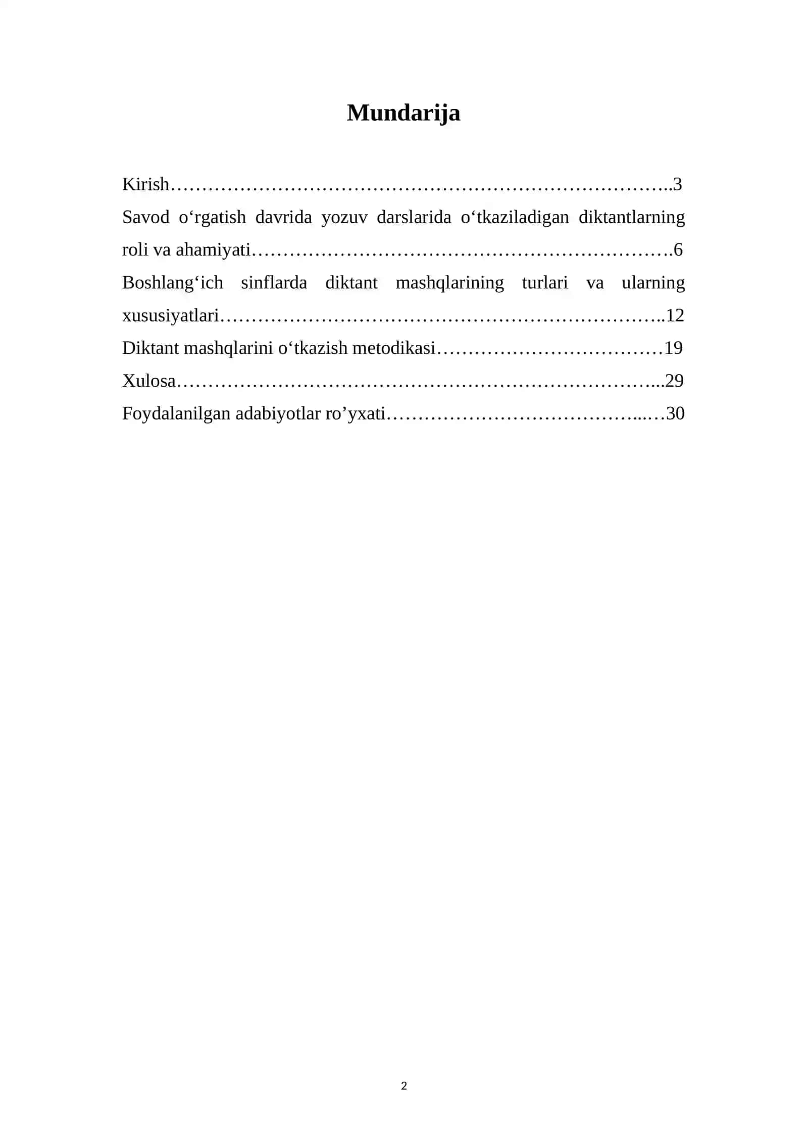 O'qitish metodikasi fanidan diktant mashqlari 2