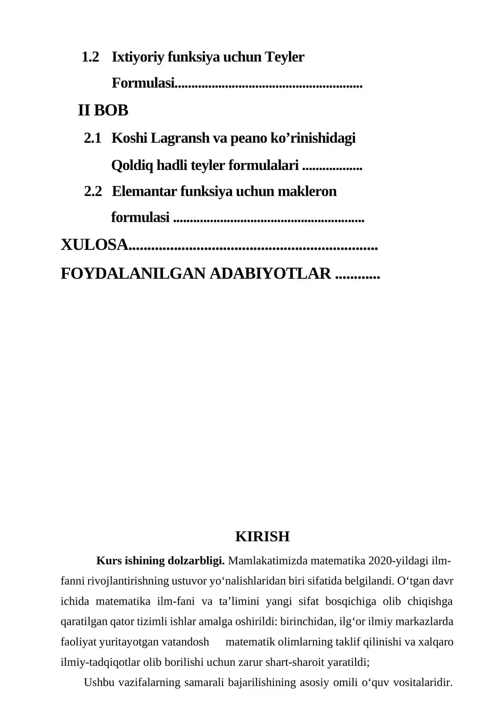 teyler formulasi va teyler qatorlari hamda fungsiyani teyler qatoriga yoyish 2