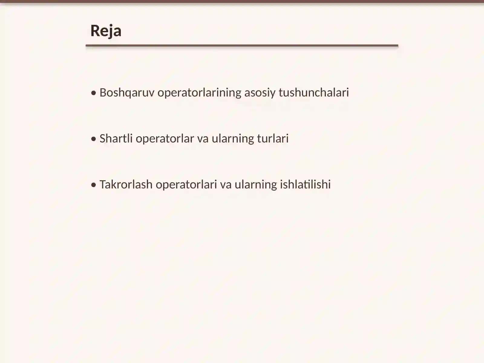 Dasturlashda boshqaruv operatorlari 2