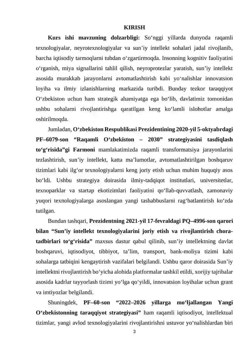 Neyrotexnologiyalar va sun’iy intellekt boʻyicha innovatsion loyihalar 2