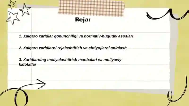 Xalqaro xaridlari tashkil etish 2