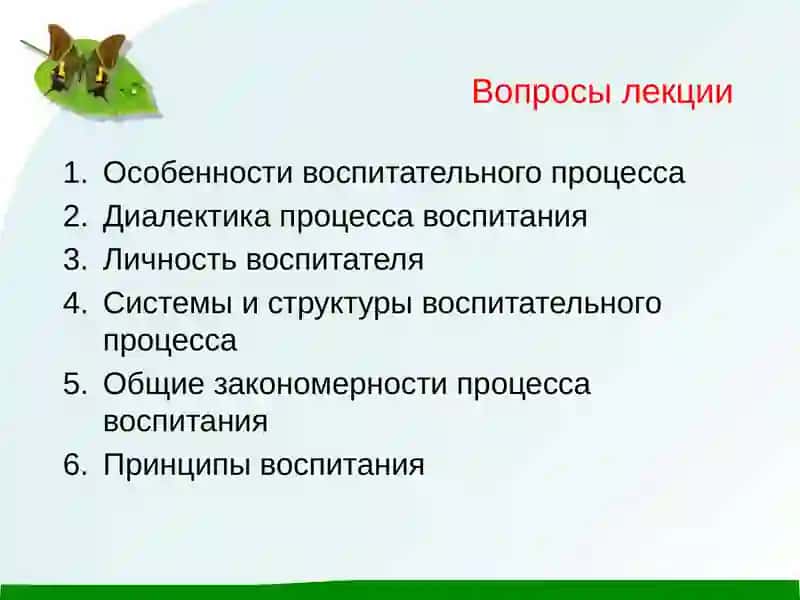 Особенности воспитательного процесса 2