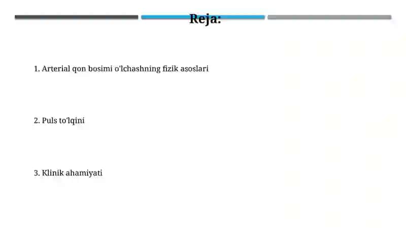 Arterial bosimni aniqlashning fizik asoslari.Puls toʻlqini 2