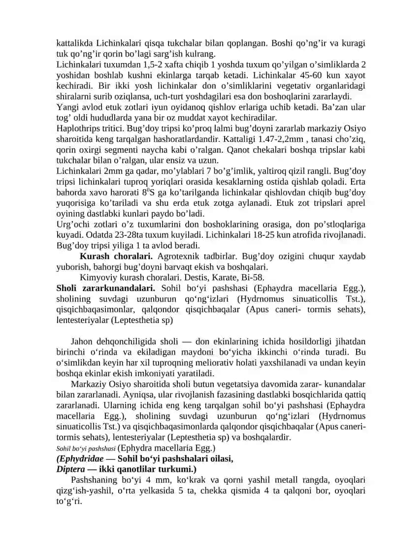 BOSHOQLI DON EKINLARI ZARARKUNANDALARI VA ULARGA QARShI KURASh 2