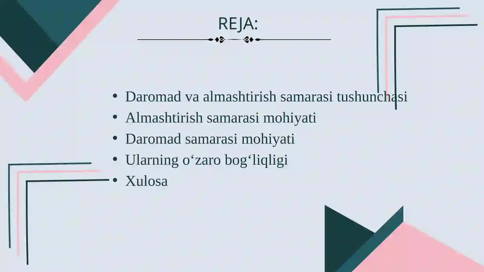 DAROMAD VA ALMASHTIRISH SAMARASI 2