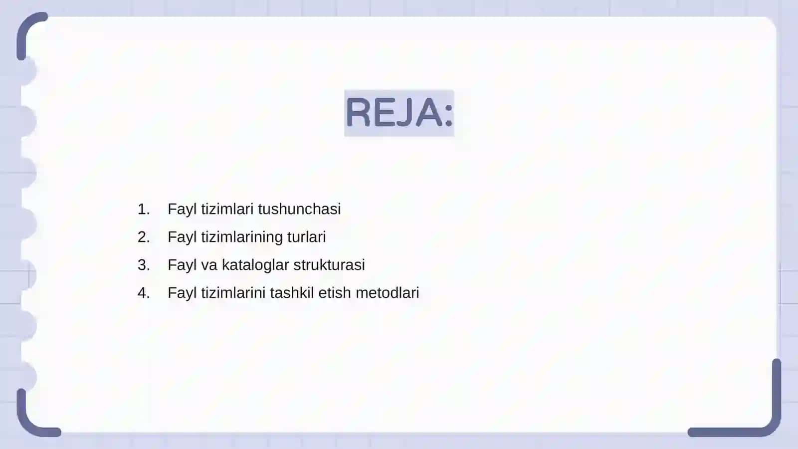 Fayl tizimlari tashkil etish 2